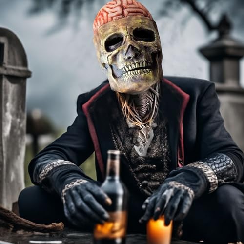 Realistic Halloween Skull Mask with Movable Jaw