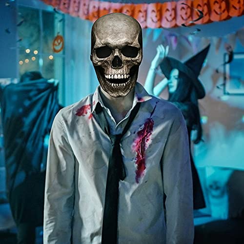 Realistic Skull Mask with Movable Jaw for Men