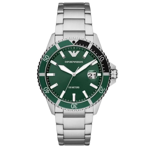 Emporio Armani Men's Silver Watch with Date Feature