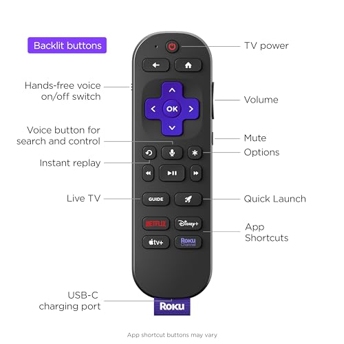Roku Voice Remote Pro - Rechargeable & Voice-Activated