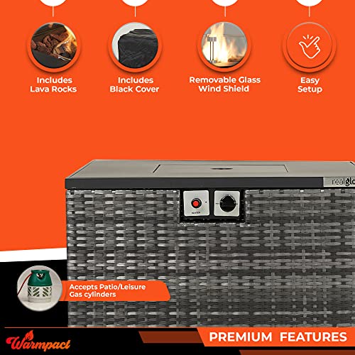 Grey Rattan Table Gas Fire Pit for Outdoors