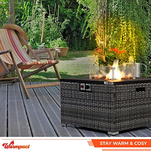 Grey Rattan Table Gas Fire Pit for Outdoors