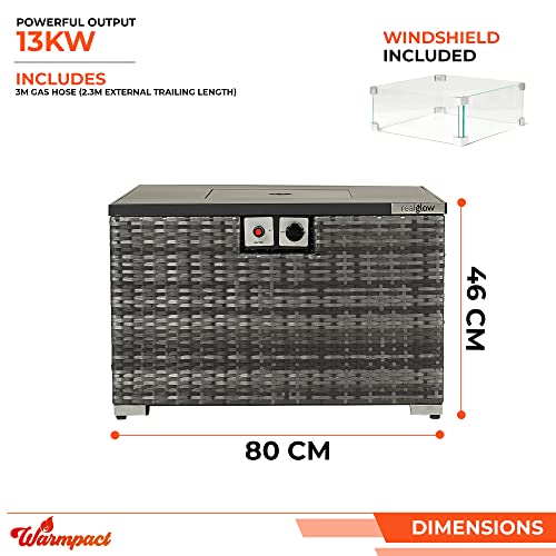 Grey Rattan Table Gas Fire Pit for Outdoors