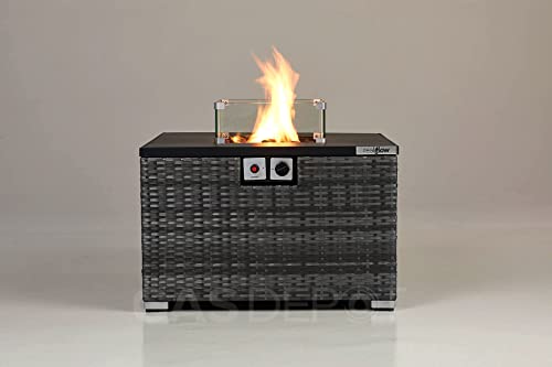 Grey Rattan Table Gas Fire Pit for Outdoors