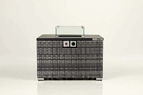 Grey Rattan Table Gas Fire Pit for Outdoors