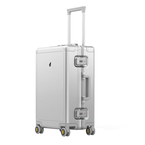 Sleek 20-Inch Aluminum Spinner Suitcase for Men
