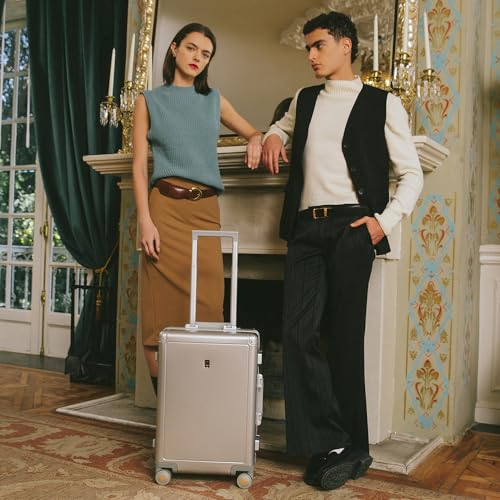 Sleek 20-Inch Aluminum Spinner Suitcase for Men
