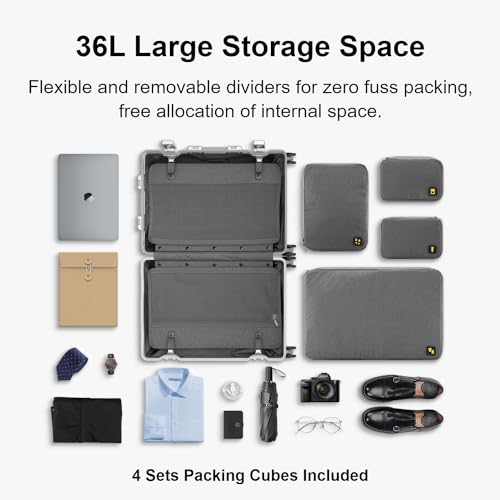 Sleek 20-Inch Aluminum Spinner Suitcase for Men
