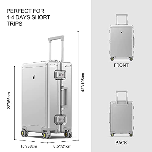 Sleek 20-Inch Aluminum Spinner Suitcase for Men