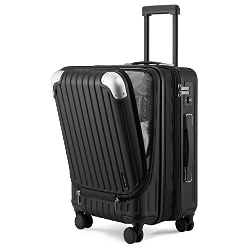 LEVEL8 Black Expandable Carry-On Suitcase with Laptop Compartment