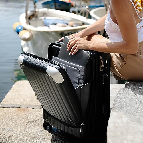 LEVEL8 Black Expandable Carry-On Suitcase with Laptop Compartment