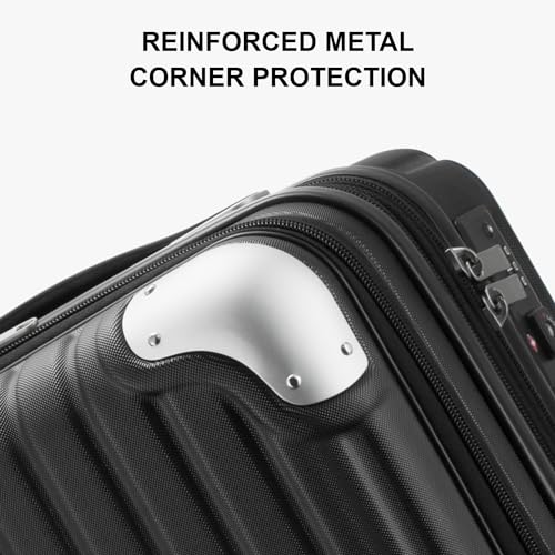 LEVEL8 Black Expandable Carry-On Suitcase with Laptop Compartment