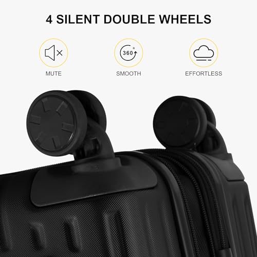 LEVEL8 Black Expandable Carry-On Suitcase with Laptop Compartment