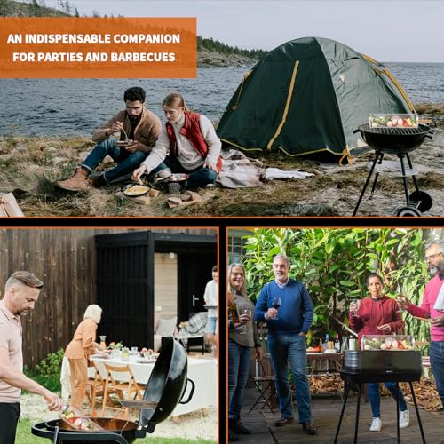 Portable BBQ Grill Basket Set with Wooden Handle