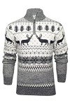 Ecru 1/4 Zip Reindeer Christmas Sweater for Men