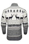 Ecru 1/4 Zip Reindeer Christmas Sweater for Men