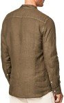 Hackett London Mens Garment Dyed Linen P Shirt, Olive, XL UK