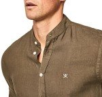 Hackett London Mens Garment Dyed Linen P Shirt, Olive, XL UK