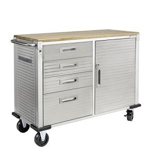 Seville Classics Rolling Workbench with 4 drawers, 121,9 x 50,8 x 95,2 cm, grey