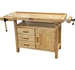 LUMBER JACK Woodworking Bench with 3 Drawers On-board Cabinet and 2 Vices Heavy Duty Work Table, Adjustable Vices, Felt lined drawers, Convenient rear tool storage,16 x bench dogs, metal & Wooden Pegs