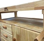 LUMBER JACK Woodworking Bench with 3 Drawers On-board Cabinet and 2 Vices Heavy Duty Work Table, Adjustable Vices, Felt lined drawers, Convenient rear tool storage,16 x bench dogs, metal & Wooden Pegs