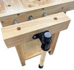 LUMBER JACK Woodworking Bench with 3 Drawers On-board Cabinet and 2 Vices Heavy Duty Work Table, Adjustable Vices, Felt lined drawers, Convenient rear tool storage,16 x bench dogs, metal & Wooden Pegs