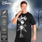 Disney Mens Pyjamas Jack Skellington Donald Duck Grumpy Men's Nightwear Set T-Shirt Long Bottoms PJs M-3XL Loungewear (Black Jack, 3XL)