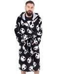 Disney The Nightmare Before Christmas Dressing Gown For Men | Adults Jack Skellington Pocket Black Bathrobe | Tim Burton Movie Pjs Robe XL