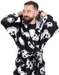 Disney The Nightmare Before Christmas Dressing Gown For Men | Adults Jack Skellington Pocket Black Bathrobe | Tim Burton Movie Pjs Robe XL