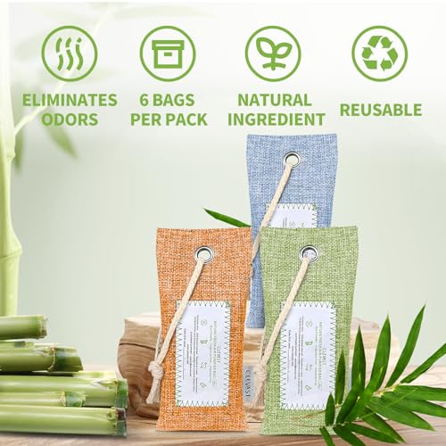 Bamboo Charcoal Air Purifying Bags - 6 Pack