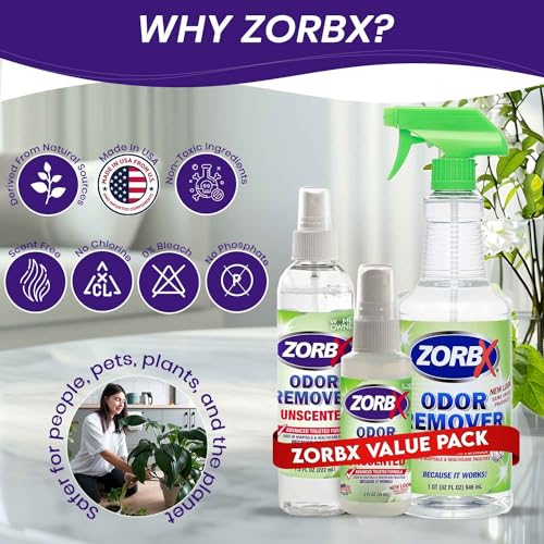 ZORBX Unscented Odor Eliminator Spray - Powerful Formula