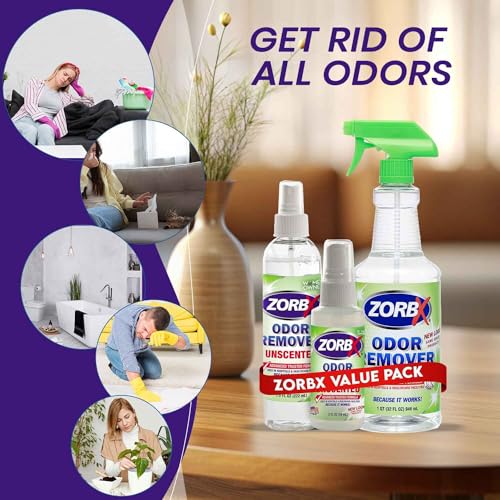 ZORBX Unscented Odor Eliminator Spray - Powerful Formula