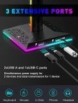 RGB Gaming Headphone Stand with USB and Type-C Ports