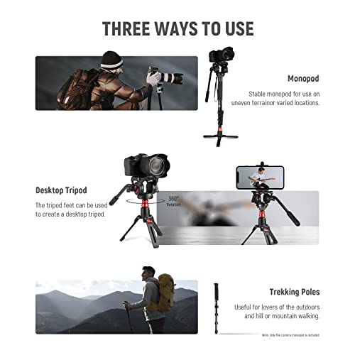 Professional Portable Camera Monopod with Fluid Head