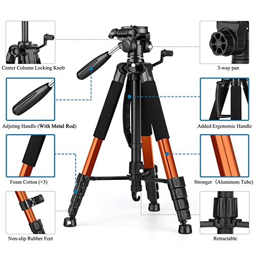 Lightweight 74" Camera Tripod for DSLR/SLR