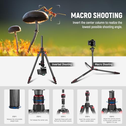 NEEWER 66" Carbon Fiber Tripod with Panorama Ball Head