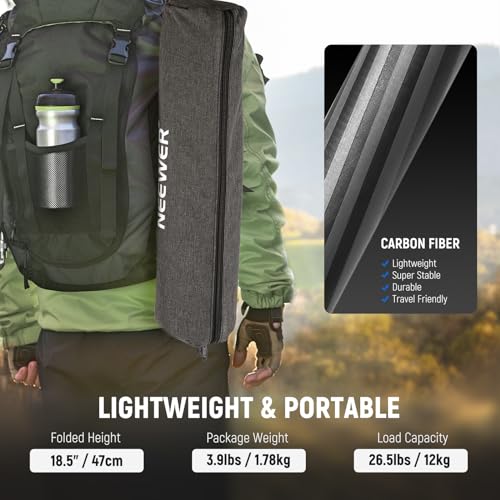 NEEWER 66" Carbon Fiber Tripod with Panorama Ball Head