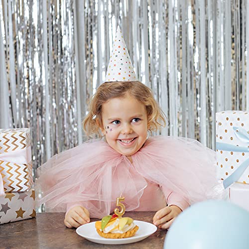 Silver Tinsel Foil Curtain Backdrop Set