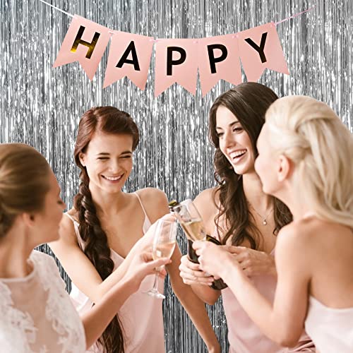 Silver Tinsel Foil Curtain Backdrop Set