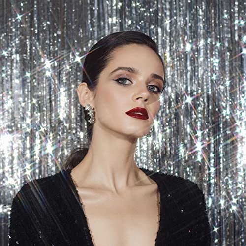 Silver Tinsel Foil Curtain Backdrop Set