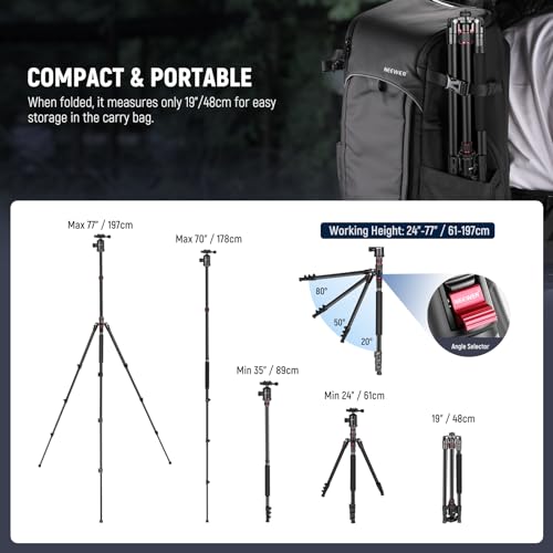 NEEWER 77" Aluminum Tripod Monopod for DSLR/Phone