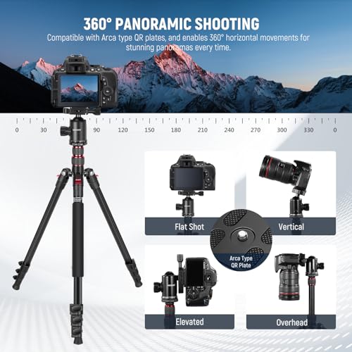 NEEWER 77" Aluminum Tripod Monopod for DSLR/Phone