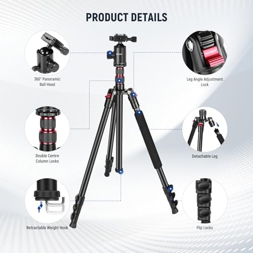 NEEWER 77" Aluminum Tripod Monopod for DSLR/Phone