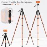 Lightweight 74" Camera Tripod for DSLR/SLR