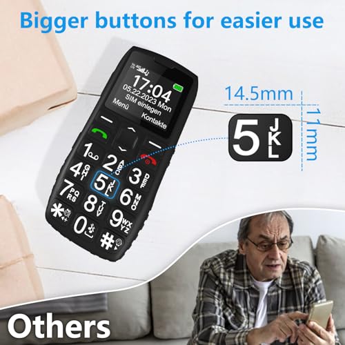 artfone Flagship Store 4G Volte Big Button Phones for Seniors, Unlocked Phones with Time Reporting, Clear Sound, SOS Button, Convenient USB-C & Charging Dock, Large Buttons, Black