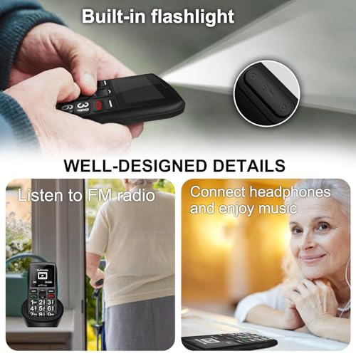 artfone Flagship Store 4G Volte Big Button Phones for Seniors, Unlocked Phones with Time Reporting, Clear Sound, SOS Button, Convenient USB-C & Charging Dock, Large Buttons, Black