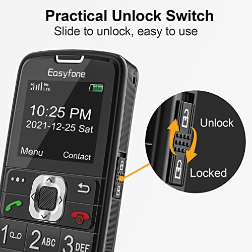 Easyfone Prime-A6 4G Unlocked Feature Cell Phone, Easy-to-Use Clear Sound GSM Dumbphone with an Easy Charging Dock