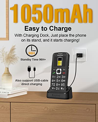 Easyfone Prime-A6 4G Unlocked Feature Cell Phone, Easy-to-Use Clear Sound GSM Dumbphone with an Easy Charging Dock