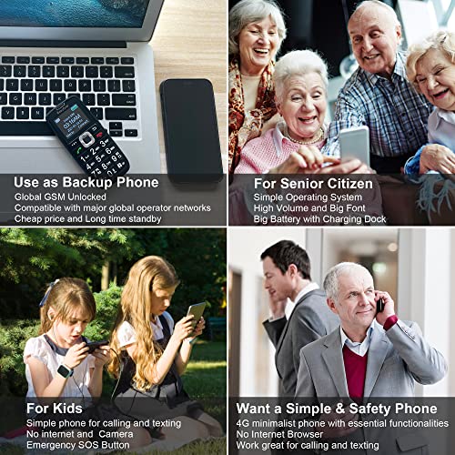 Easyfone Prime-A6 4G Unlocked Feature Cell Phone, Easy-to-Use Clear Sound GSM Dumbphone with an Easy Charging Dock