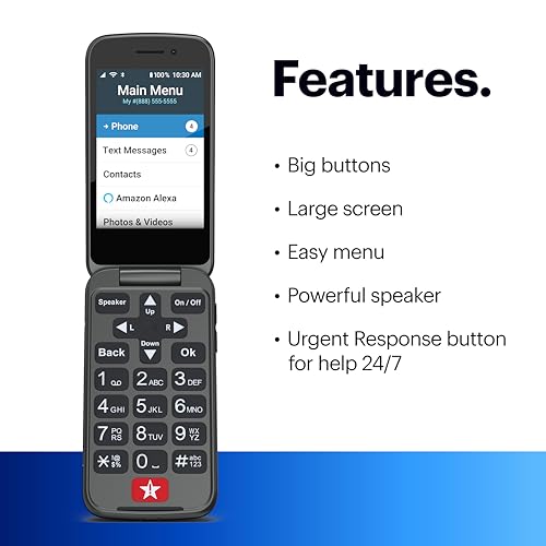 LIVELY Jitterbug Flip2 - Flip Cell Phone for Seniors - Not Compatible with Other Wireless Carriers- Must Be Activated Phone Plan- Graphite